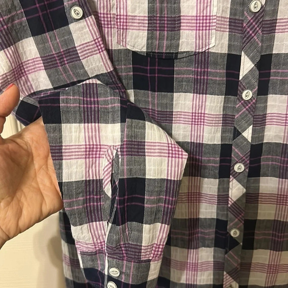 Eddie Bauer checked cotton long roll tab sleeve shirt size M. - Picture 6 of 6